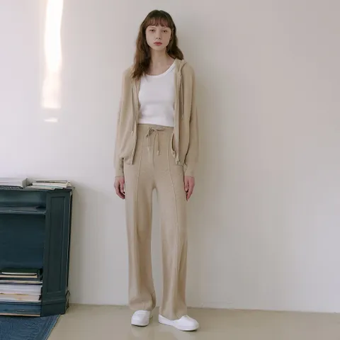 [최초가: 349,000원]캐시미어100 라운지 니트 집업 세트 [베이지]_LMOCD01F1BE