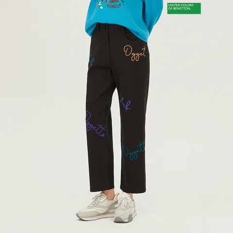 아울렛 밴딩 컬러 자수 배기 데님팬츠 BADP02411