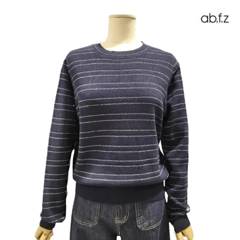 [롯데백화점][에이비에프지]실버 원사 포인트 스트라이프 긴팔 니트 APZ1HW61B