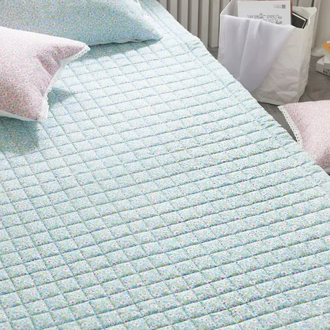 화병 인견 시원한 여름 침대패드 카페트 퀸 블루 국내산