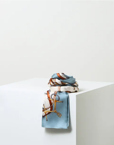 [선물포장] 블루 체인패턴 롱 실크 스카프 DCSC3E014 463691