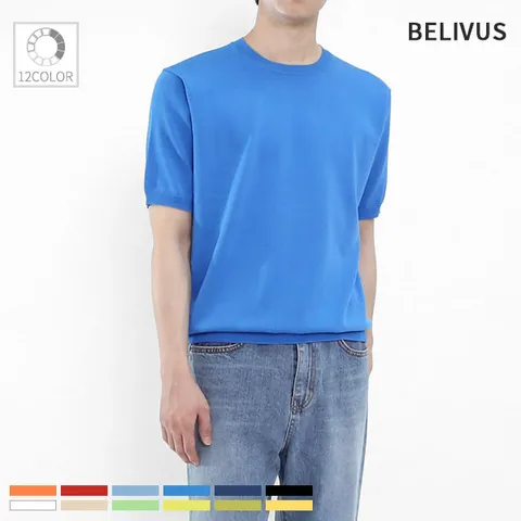 남자 반팔티 BRE019 니트티 여름 라운드 티셔츠