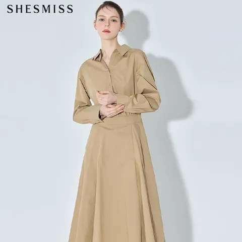 (SHESMISS)] 기품있는 여유로운핏 오픈카라 셔츠 원피스 (택가격: 428000원)