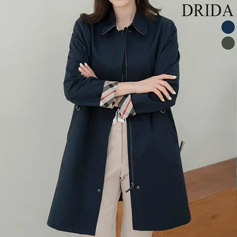 [하프클럽]  여자 봄 가을 체크 카라 빅사이즈 싱글 코트 자켓 아우터 40-50대 중년여성 하객 출근 상견