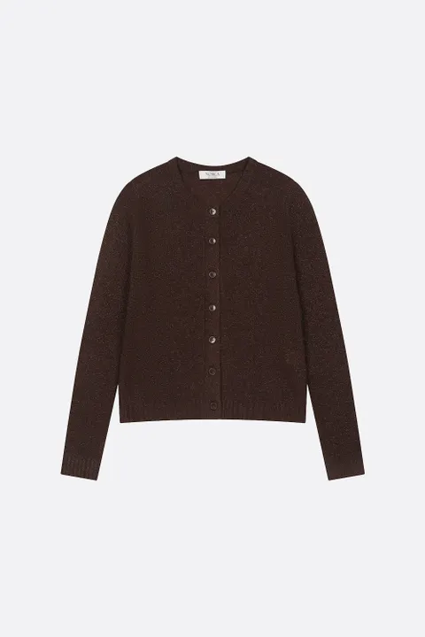 프리미엄 캐시미어 펄라운드가디건-쵸코