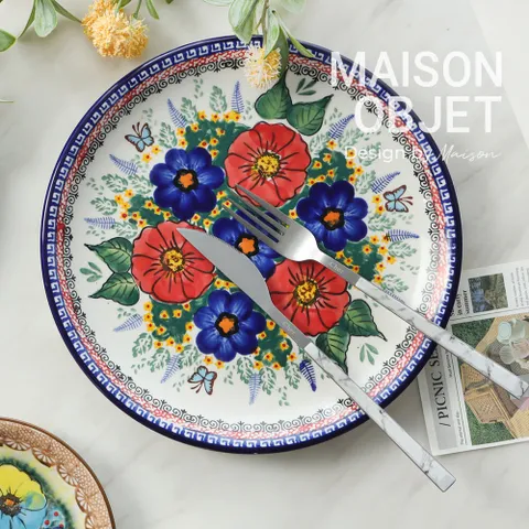 프라카 유니캇 폴란드풍 도자기 원형접시 대 25cm