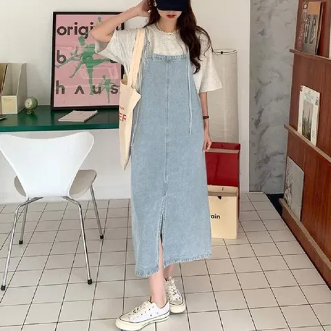심플한 데님 멜빵원피스 LL_D161 (17537904)