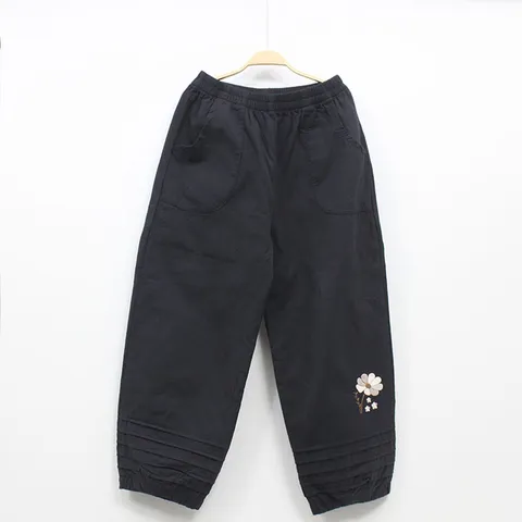 [시골양품점]마미 이중지 매화 9부 면 항아리바지 [BU31019] 엄마 할머니 봄가을겨울바지 요양원