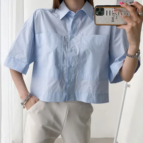 H스타일SH60수빅포켓크롭남방/봄/여름/남방/셔츠/NB/블라우스/루즈핏/롱셔츠