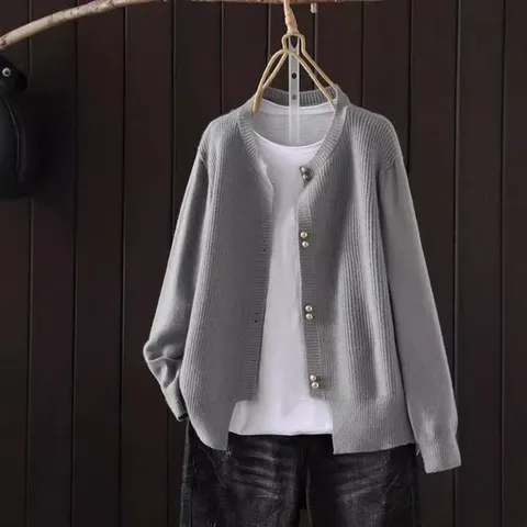 [브리치] 제로투올샵2 / 여성 루즈핏 니트 가디건  연그레이 S