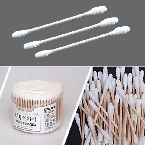 원터치 원형면봉 회오리형 300P 자작나무 뷰티면봉 메이크업면봉 위생면봉 화장면봉 순면면봉
