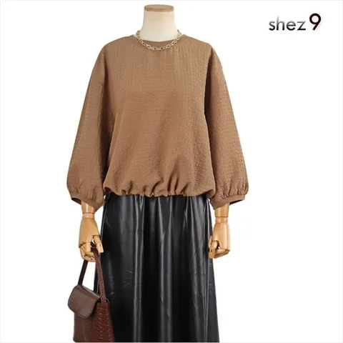 [하프클럽/라울 버블 스트링 블라우스