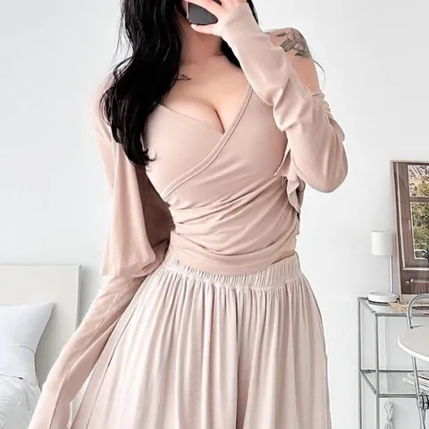 여자 V넥 슬리브리스 썸머 슬림핏 카디건 세트 (18011669)