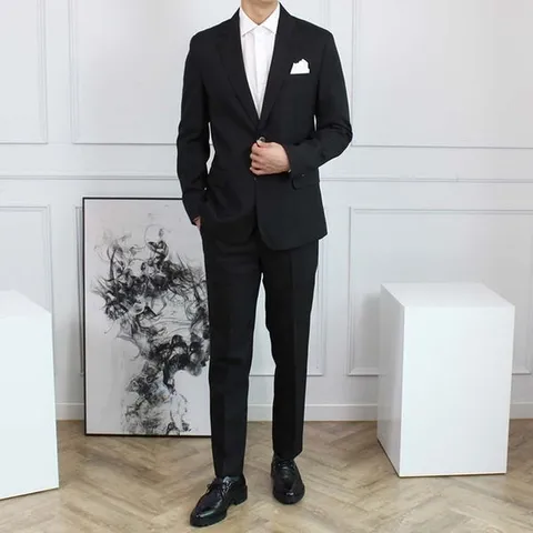 [하프클럽] 깔끔 6컬러 봄 여름 가을 캐주얼 수트 결혼식 빅사이즈 반밴딩 정장 세트