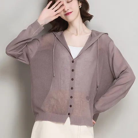 여름 후드 여리여리 루즈핏 비치 바캉스 니트 가디건 여름가디건 후드가디건