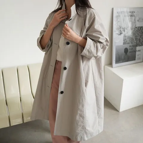 [하프클럽] 바스락 하이넥 A라인 바바리