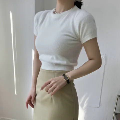 [브리치]  / 보송 모헤어 앙고라 반팔니트