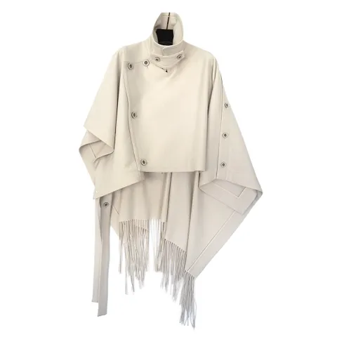 Asymmetry Fringe 케이프 에크루 베이지