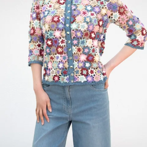 꽃 뜨개 니트 가디건 B252KC3010