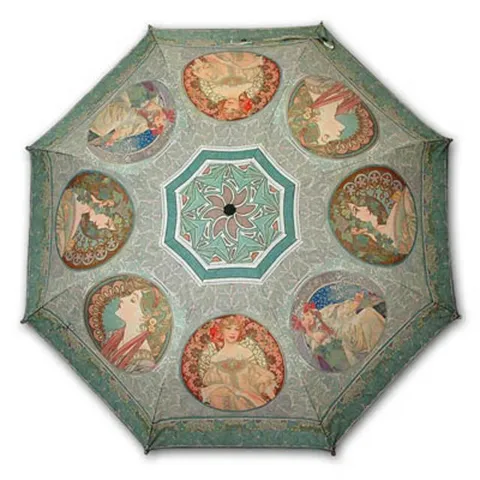 SOKOOB 명화 알폰소무하 민트 3단자동우산