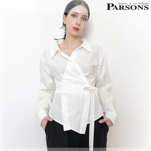 [파슨스] [Flat white] Wrap Ribbon Blouse (PW2S2BL08)