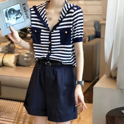 [브리치] 허그허그 / 로디 스트라이프 반팔 가디건