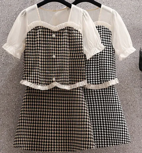 [빅사이즈]스퀘어 결혼식하객룩 프릴소매 미니 여름투피스