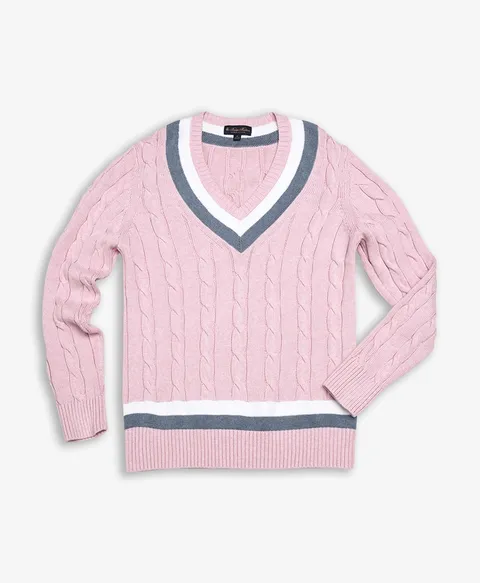 [정상가 220000원] 수피마 코튼 파스텔 테니스 브이넥 스웨터 (핑크) (31696144)