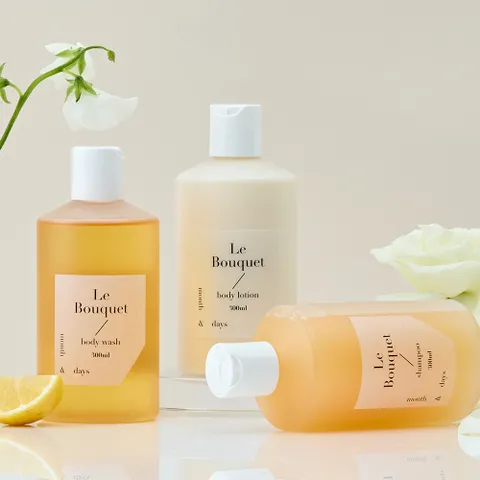 [3SET] 먼스앤데이즈 퍼퓸케어 르 부케 플로럴향 300ml(샴푸 300ml+바디워시 300ml + 바디로션 300ml)