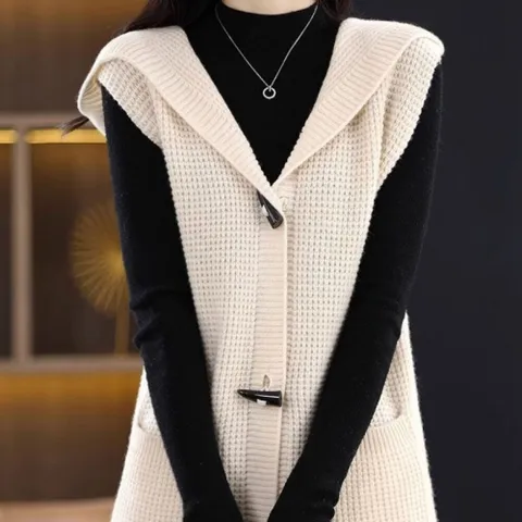 [브리치] 허그허그 / 스티즈 미디엄 버튼 숄 니트 베스트 가디건