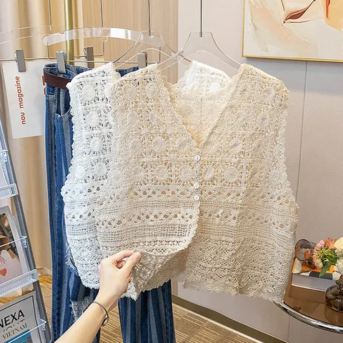 여름에 코디하기 좋은 뜨게 조끼가디건 여성 베스트