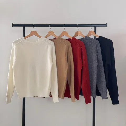 여성 컷아웃 베이직핏 스웨터 빨간 가을용 (41116969)