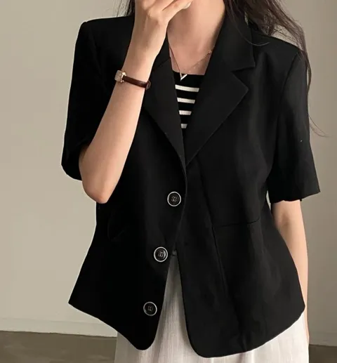 폰즈 2color 버튼 포인트 린넨 자켓