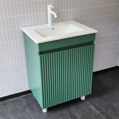 [라비앙] 엠보싱 매립형 욕실 하부장 +세면기 600 하부장/ 포레스트그린 (수전 팝업 트랩 미포함-필요시 추가구매)