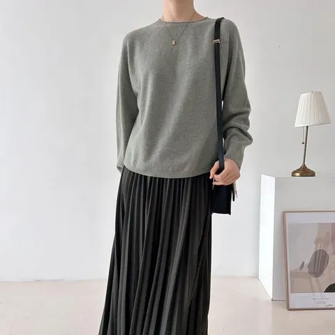 [하프클럽/브이와이]여자 심리스 카시미어 엷은 연보라 울니트 니트