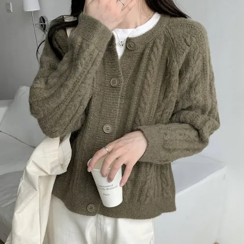 르베안 코지 케이블 니트 가디건