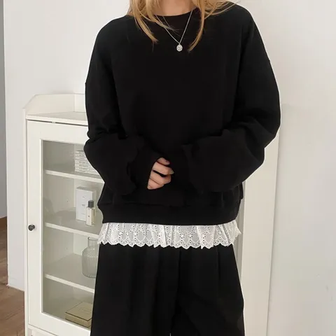 여자 코디 쮸리 FW 레이스 큰사이즈 맨투맨