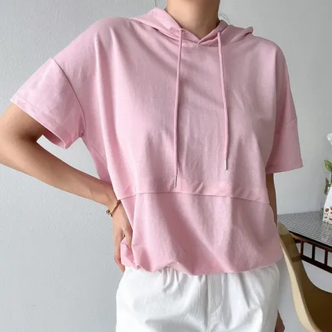 [M7] 여자 여름후드티 반소매 엷은 워터밤 티셔츠