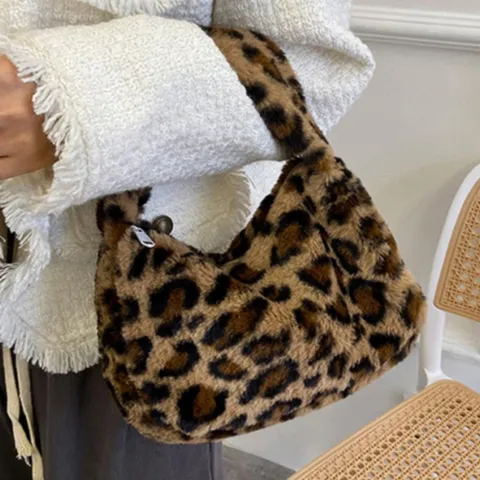 미니 핸드백 퍼 가방 여성 겨울 레오파드 브라운 여성토트백 미니토트백 여성토드백