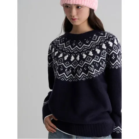 윈터 자카드 풀오버  네이비 (355Y51LY4R)