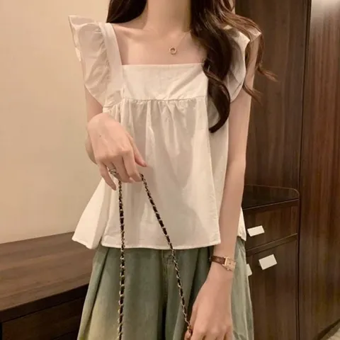 프릴 리본 스퀘어 블라우스  2Color  SWC-1006634
