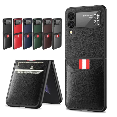 갤럭시 Z플립3 4 카드 수납 백클립 브래킷 가죽 케이스