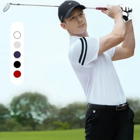 남자 여름 헨리넥 2줄 골프 반팔 쿨티셔츠 쿨티셔츠 반팔난방 헨리넥반팔티 쿨링티셔츠