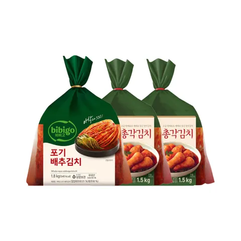 비비고 총각김치 1.5kg x2개+포기배추김치 1.8kg x1개