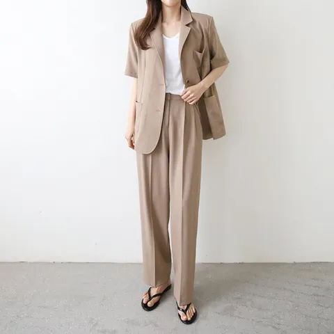 [브리치] 러블리감성 / 서우 반팔 여름 바지 정장 세트 투피스