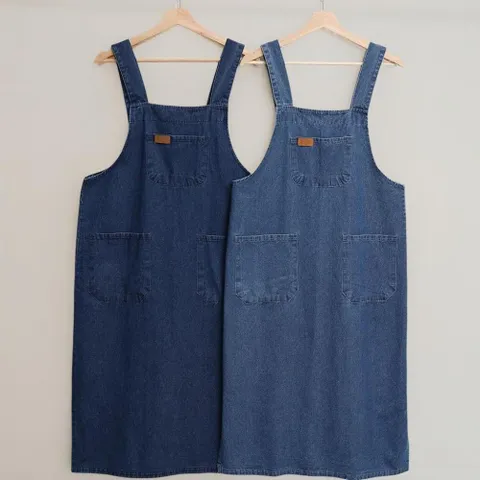 여성 빅포켓 슬릿 롱원피스 77사이즈 데님 드레스