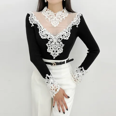 마리아 레이스 모티브 니트 ST7853T