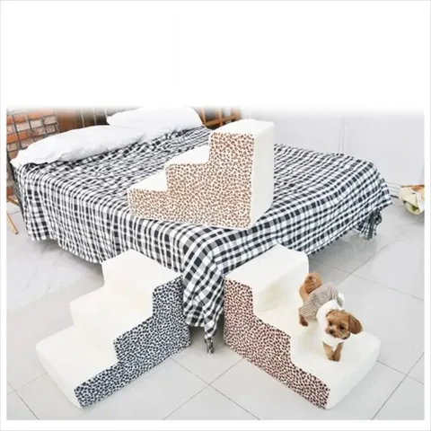 D11 레오파드 3단 스텝 브라운 침대 소파 강아지 계단 강아지스텝 애견스텝 반려견계단