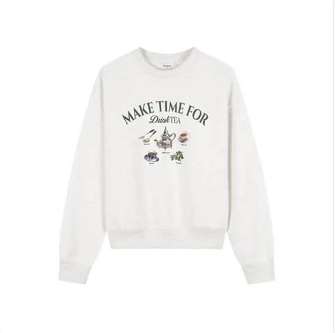 여성 더블니트 크롭 그래픽 맨투맨 티셔츠 PHF4TR2220 463694