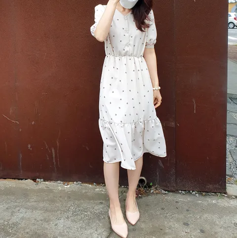 여름 롱 원피스 쉬폰 프린트 66 77 88 미시 플라워 휴가 30대 40대 50대 미시 리조트룩